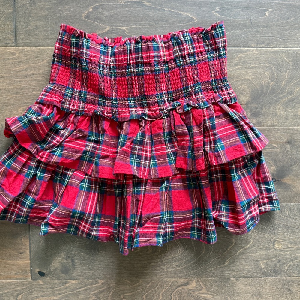 Janie and Jack Kids Red Plaid Ruffle Skirt Size 7